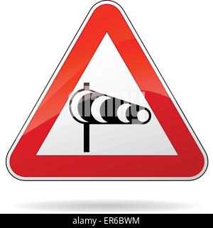 Vector illustration of triangle traffic sign for strong wind Stock Vector