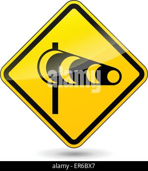 Vector illustration of wind yellow sign on white background Stock Vector