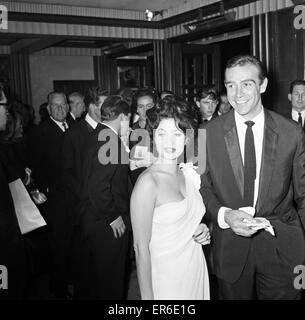 Sean Connery and Zena Marshal attend the Film Premiere of 'DR NO' 7th October 1962. Stock Photo