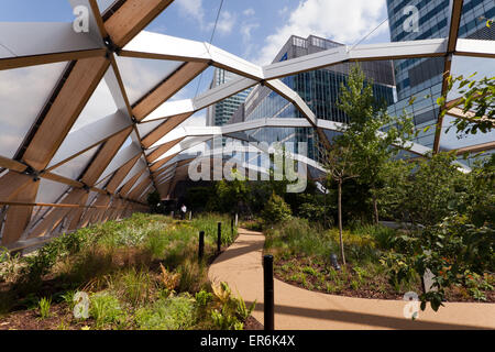 Newly opened Tropical Roof Garden at the Canary Wharf Crossrail Station, Docklands, London Stock Photo