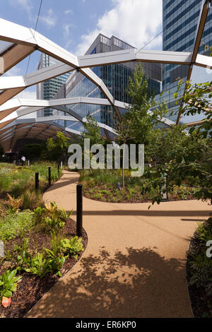 Newly opened Tropical Roof Garden at the Canary Wharf Crossrail Station, Docklands, London Stock Photo