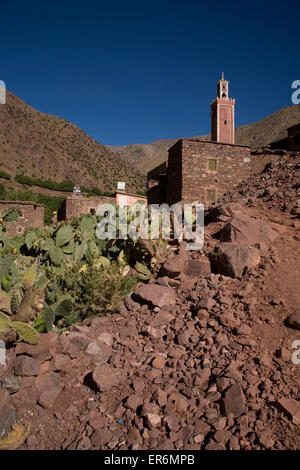 Mosque minaret in Timichi, the Atlas Mountains, Morocco, Africa