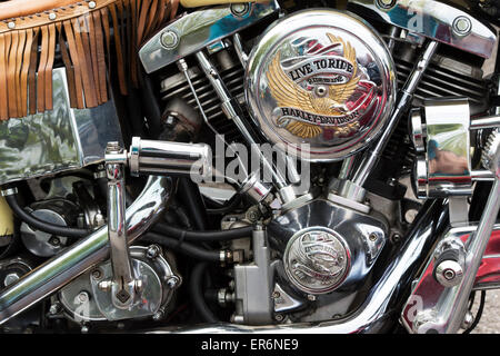 Custom Harley Davidson motorcycle shovelhead engine Stock Photo