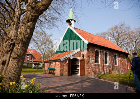 the protestant Old Island Church,  East Frisian Island Spiekeroog, Lower Saxony, Germany Stock Photo