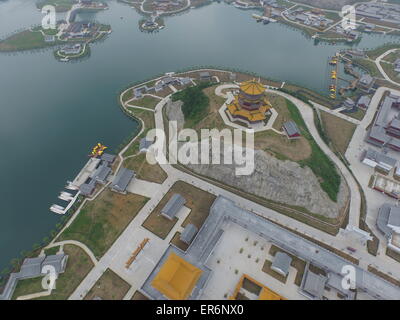 Dongyang, China. 28th May, 2015. An aerial view of the newly-built 'Old Summer Palace', also known as 'Yuanmingyuan', in the Hengdian World Studios in Dongyang, east China's Zhejiang Province 28th May 2015. The first phase of the construction of a new 'Old Summer Palace' same sized with the original one in Beijing has been completed. Credit:  Panda Eye/Alamy Live News Stock Photo