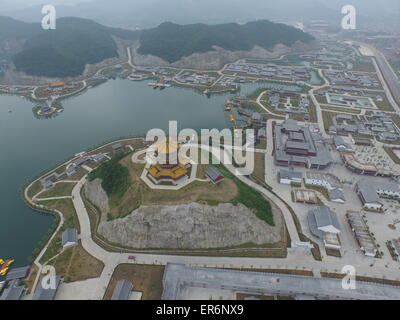 Dongyang, China. 28th May, 2015. An aerial view of the newly-built 'Old Summer Palace', also known as 'Yuanmingyuan', in the Hengdian World Studios in Dongyang, east China's Zhejiang Province 28th May 2015. The first phase of the construction of a new 'Old Summer Palace' same sized with the original one in Beijing has been completed. Credit:  Panda Eye/Alamy Live News Stock Photo