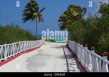 Beach path leading to the public beach - Cayo Coco, Cuba Stock Photo