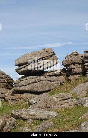 Weathered granite rocks of Middle Staple Tor, Dartmoor National Park, Devon, England Stock Photo