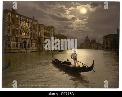 Grand Canal by moonlight, Venice, Italy Stock Photo