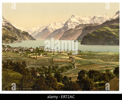 Brunnen and the Alps, Lake Lucerne, Switzerland Stock Photo