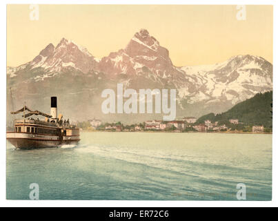 Brunnen and the Mythen, Lake Lucerne, Switzerland Stock Photo