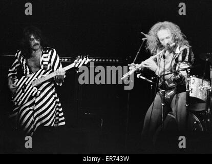 Jethro Tull in concert, 1975 - Jeffery Hammond and Ian Anderson Stock Photo