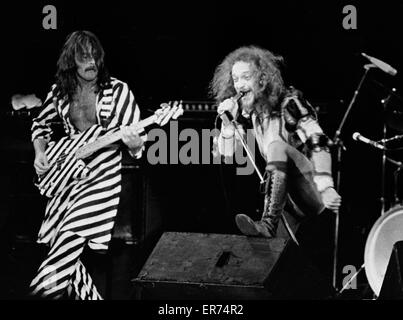 Jethro Tull in concert, 1975 - Jeffery Hammond and Ian Anderson Stock Photo