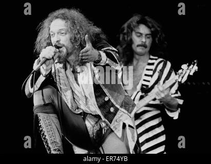 Jethro Tull in concert, 1975 - Ian Anderson and Jeffery Hammond Stock Photo