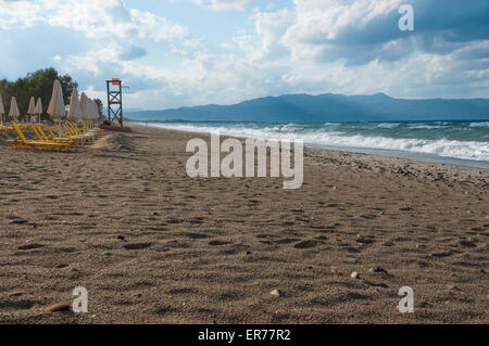 A sea storm during late summer at Crete at Platanias beach, Greece. Stock Photo