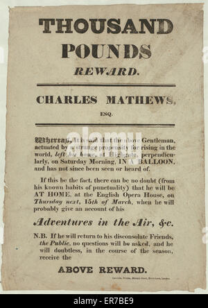 Thousand pounds reward. Charles Mathews, Esq Stock Photo