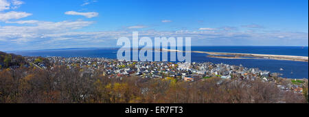 Sandy Hook, ocean and NYC panorama from light house Stock Photo