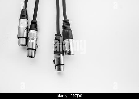 XLR cables and connections details. Poster background. Stock Photo