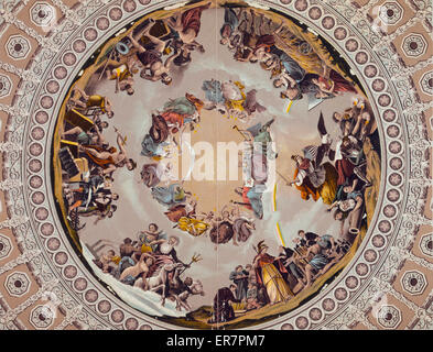 Brumidi's allegorical painting, in dome of US Capitol. Date between 1889 and 1893. Stock Photo