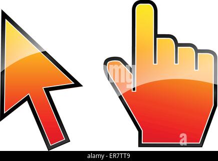 Vector illustration of arrow and hand pointers icons Stock Vector