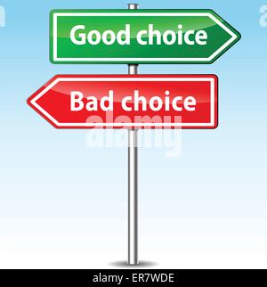 Illustration of good and bad choice directional sign Stock Vector Image ...