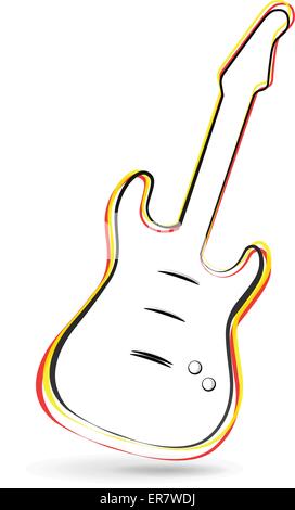 Vector illustration of electric guitar drawing abstract concept Stock Vector