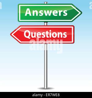 Vector illustration of questions and answers directional sign Stock Vector