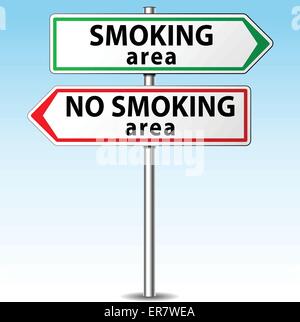 Vector illustration of smoking and no smoking area directional sign Stock Vector