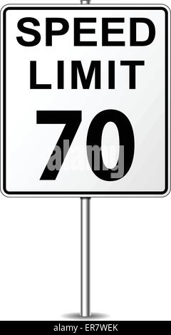 Vector illustration of seventy speed limit signpost Stock Vector