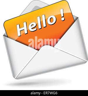 Vector illustration of hello envelope message icon Stock Vector