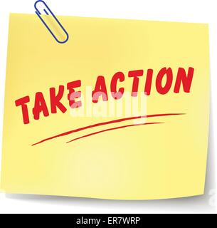 Vector illustration of take action paper message on white background Stock Vector