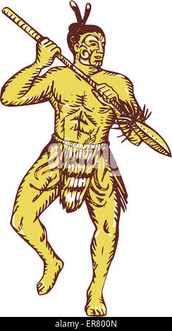 Polynesian warrior dance Stock Vector Art & Illustration, Vector Image ...