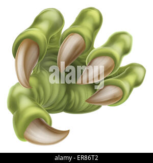 An illustration of a scary green monster claw hand Stock Photo