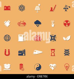 Renewable energy classic color icons with shadow, stock vector Stock Vector