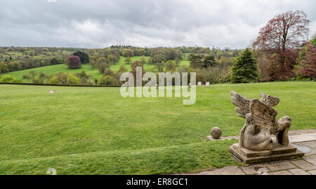 View across Ranmore Common and Surrey Hills from the terrace of Polesdon Lacey, Great Bookham, near Dorking, Surrey, England, UK Stock Photo