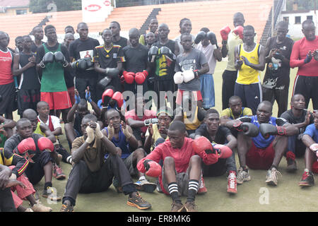 Kampala, Uganda. 29th May, 2015. Uganda national boxers pictured after a work out in camp. UBF has summoned 80 boxers for trials in preparation for the Africa Boxing Championship, the All Africa Games and the Rio 2016 Olympic Games. Stock Photo