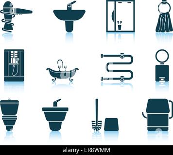 Set of bathroom icon. EPS 10 vector illustration without transparency. Stock Vector