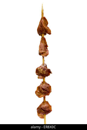 Cooked Chicken Gizzard on a stick on sale at Donghuamen Market in Wangfujing Beijing China -  An example of the strange or weird food eaten by people Stock Photo