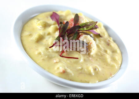Creamy Lobster and Crab Macaroni and Cheese in a Bowl Stock Photo