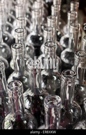Frankfort, Kentucky - Bottles ready for bourbon at the Buffalo Trace Distillery. Stock Photo