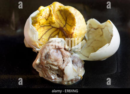 Balut Egg - an Asian street food delicacy - An example of the strange or weird food eaten by people around the world Stock Photo