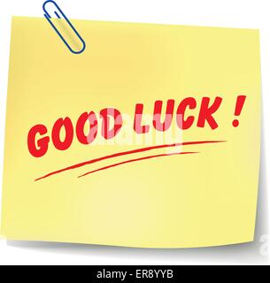 Vector illustration of good luck paper message on white background Stock Vector