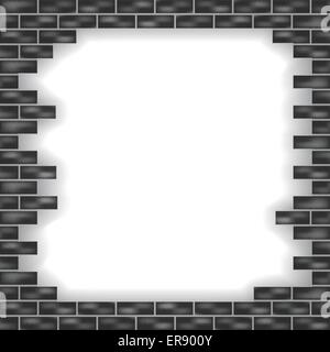 Vector illustration of grey broken wall background with bricks Stock Vector