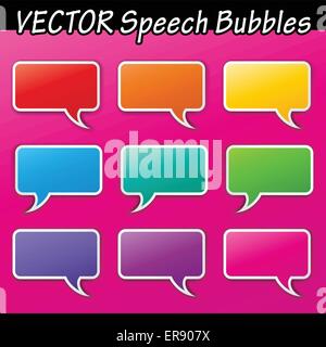 Vector set of blank various colors speech Stock Vector