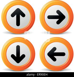 Vector illustration of navigation arrows orange set icons Stock Vector