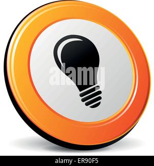 Vector illustration of orange 3d lightbulb icon Stock Vector