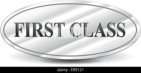 Vector illustration of first class metal sign Stock Vector