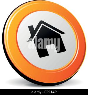 Vector illustration of orange 3d home icon Stock Vector