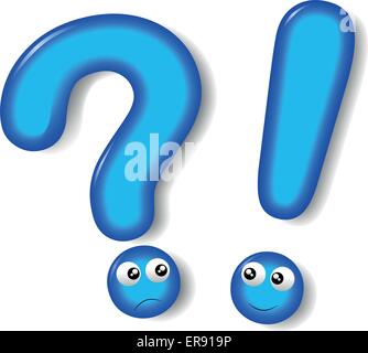 Vector illustration of blue interrogation and exclamation mark Stock Vector