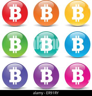 Vector illustration of bitcoin set icons on white background Stock Vector